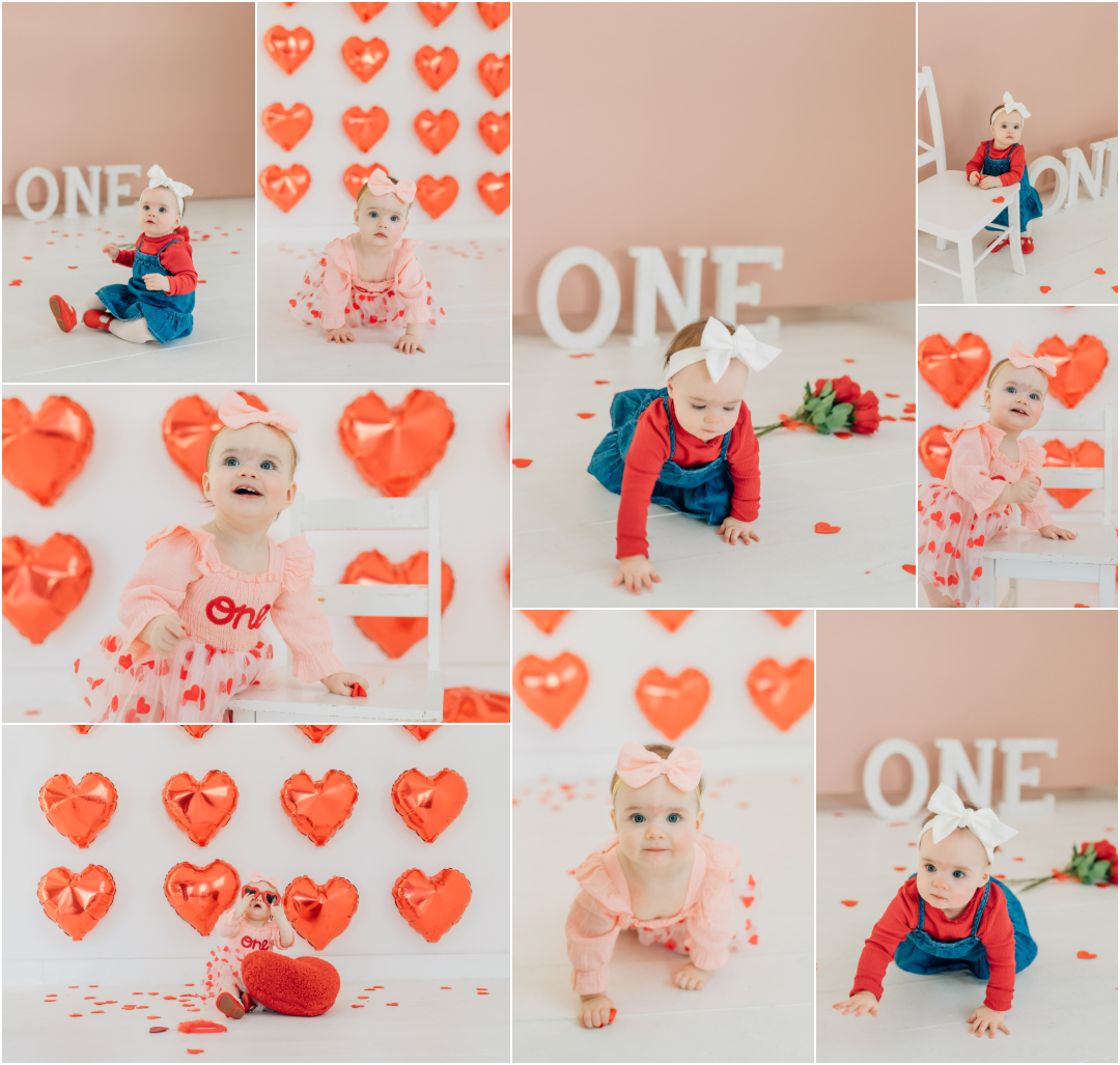 First Birthday Cake Smash - Valentines Themed Children Portraits